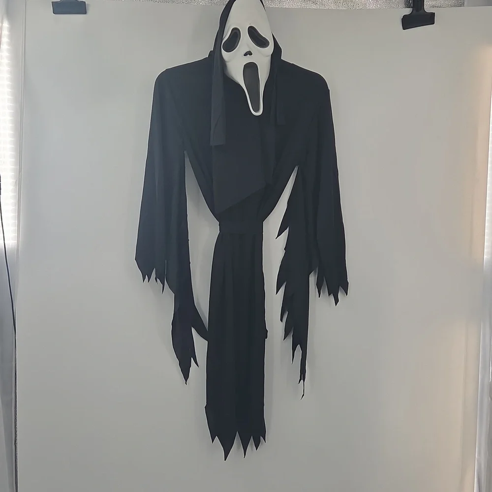 Kids Black Ghost Mask and Hooded Robe Halloween Costume